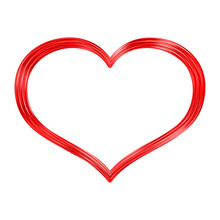 Thin Gold Heart Frame. Golden Realistic Heart Border. Luxury Symbol Of Love.