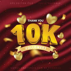 Thank you 10k followers, peoples online social group, social media followers celebration template vector
