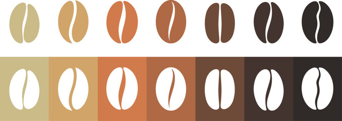 Wall Mural - Coffee bean set. Isolated coffe beans on white background