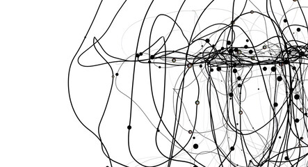 Fototapete - Futuristic geometric double data flow background with connecting dots and lines. Abstract digital