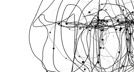 Poster - Futuristic geometric double data flow background with connecting dots and lines. Abstract digital