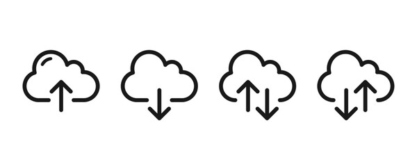 Aufkleber - cloud download and upload icon. upload download cloud arrow. download upload cloud symbol.