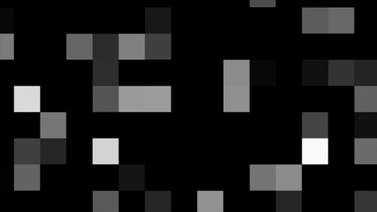 Poster - Black and white squares moving glitch effect abstract background, Pixel background, black and white cubes