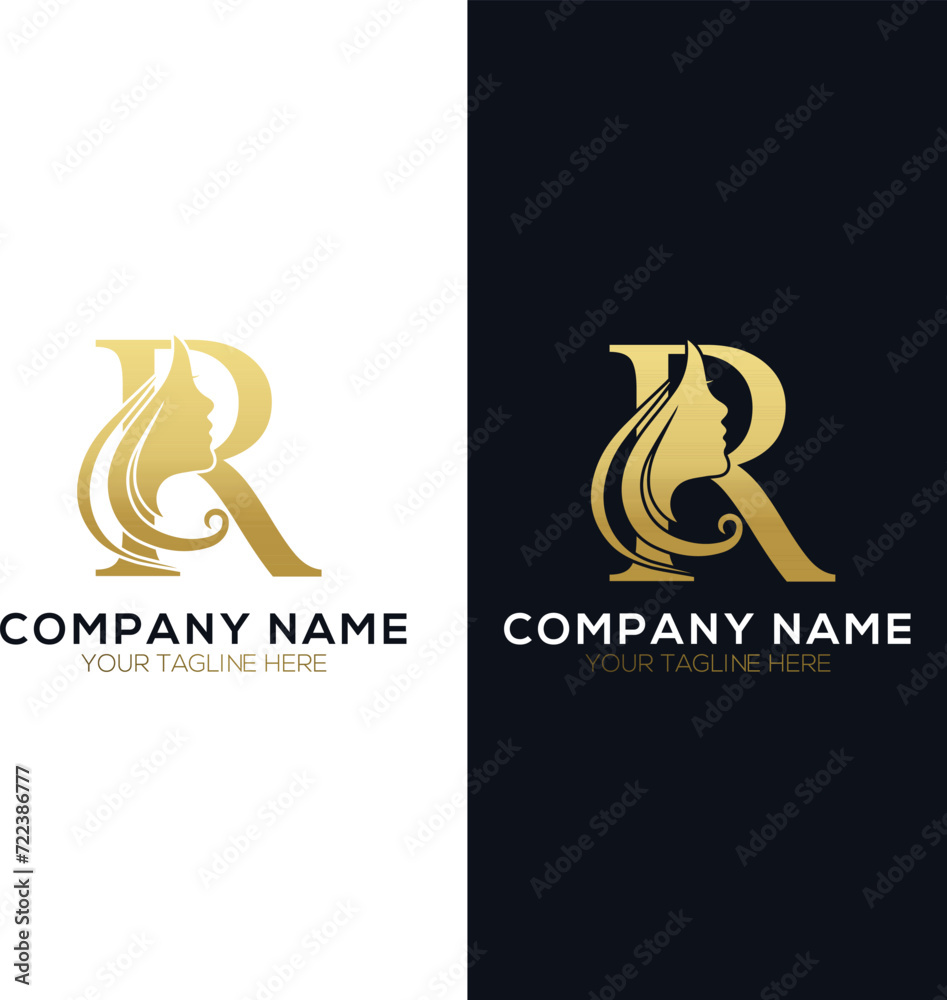 Letter R beauty logo design. Hair beauty design, premium vector ...
