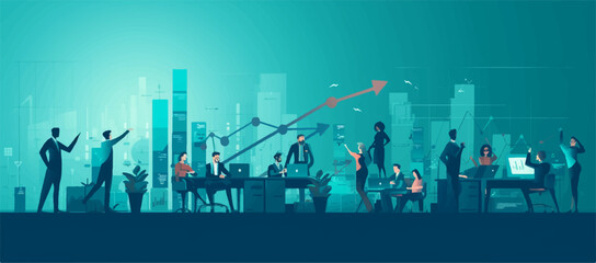 Wall Mural - Solution and successful global business strategy. Vector business illustration.