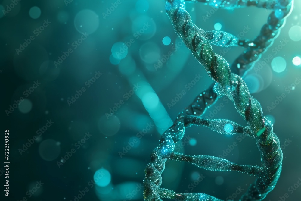3D DNA helix structure in a blue scientific background. Biotechnology ...