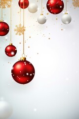 Sticker - Christmas background with red and white balls. Generative AI.