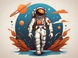 Illustration eines Heroshots eines Astronauten in Comicstyle