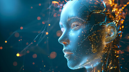 digital technology female face artificial intelligence - AI Generated