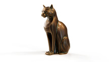 3d Cat Figurine Domestic Stylized Sitting PNG Isolate On Transparent Background With Shadow