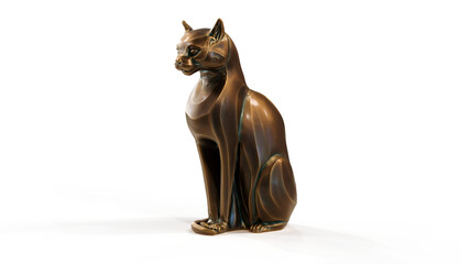 3d Cat figurine domestic stylized sitting PNG isolate on transparent background with shadow