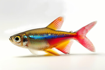 Sticker - neon tetra fish in blank background