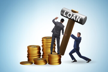 Wall Mural - Businessman in loan and debt concept