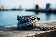 Anchor Rope Wrapped Around Dock Pier Post