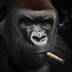 Canvas Print - a gorilla smoking a cigar