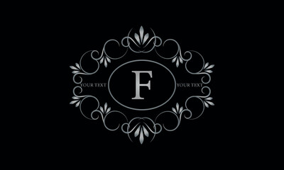 Wall Mural - Logo design for hotel, restaurant and others. Monogram design with luxury letter F on dark background