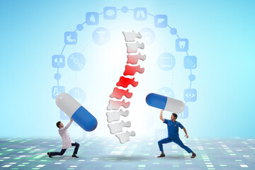 Sticker - Medical concept with doctors and spine