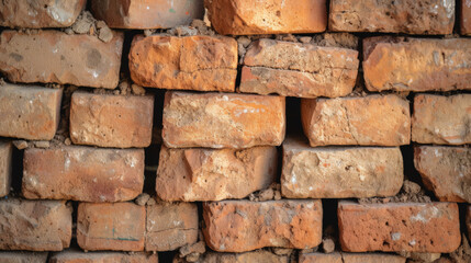 Poster - Wall made out of weathered red bricks.