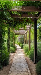 Canvas Print - a path with a pergola