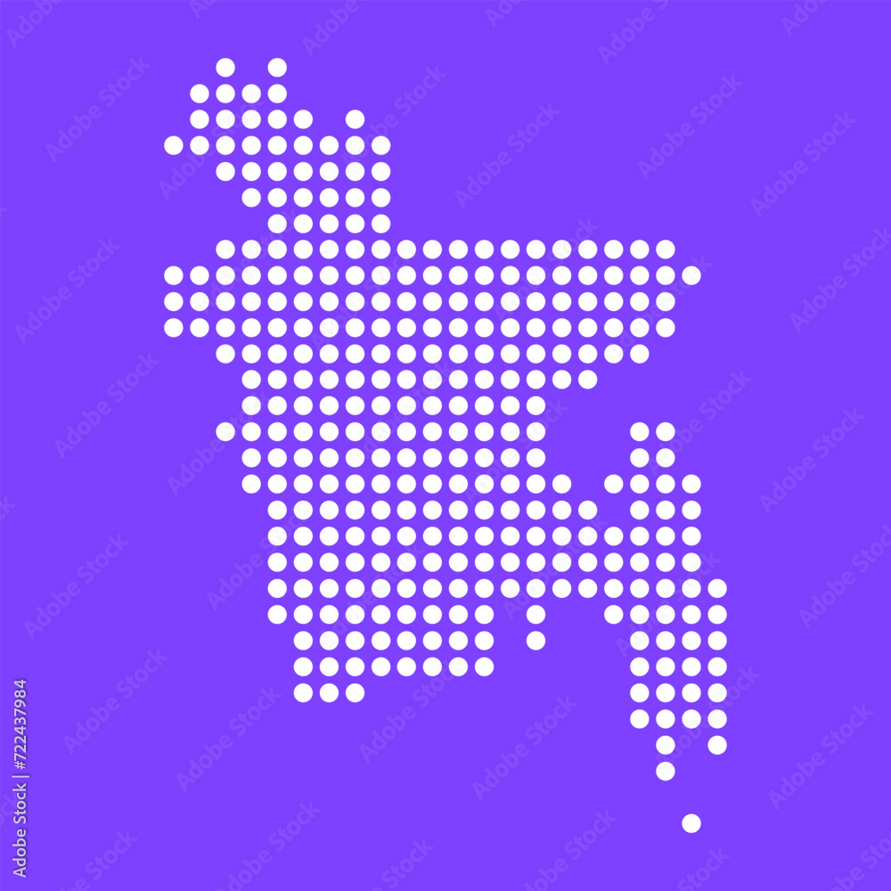 Vector square pixel dotted map of Bangladesh isolated on background ...