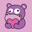 cartoon derpy hippo holding a heart