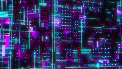 Wall Mural - Digital cyberspace with dots and lines. Computer generated 3d render