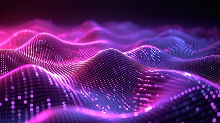 Wall Mural - Abstract wave made out of grids that are seen from a cinematic view of one of the holy geometry shapes, the shape is clearly animated, clear neon lines, 3d render, nothingness.