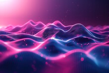 Abstract Wave Made Out Of Grids That Are Seen From A Cinematic View Of One Of The Holy Geometry Shapes, The Shape Is Clearly Animated, Clear Neon Lines, 3d Render, Nothingness.