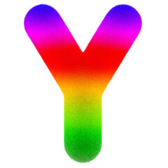 Poster - Letter Y. Colored, fluffy, hairy font. 3D rendering isolated on transparent background