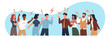 © YummyBuum - Two groups of people arguing and fighting. Angry men and women team confrontation. Aggressive male and female characters shouting, Cartoon flat style isolated vector conflict concept