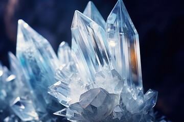 Poster - A cluster of crystals sitting on top of a table. Perfect for adding a touch of elegance and mystique to any setting