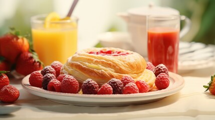 Poster - A plate of fruit and pastries displayed on a table. Perfect for food and dessert concepts