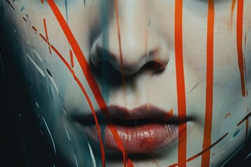 Poster - Close-up of a woman's face with paint. Perfect for artistic projects and creative expressions