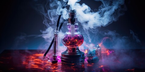 Poster - Smoke billows out of a glass bottle, creating a mysterious and captivating image. This versatile photo can be used to depict concepts such as magic, alchemy, mystery, or even pollution