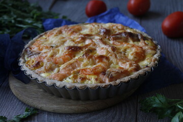 fish quiche with shrimps