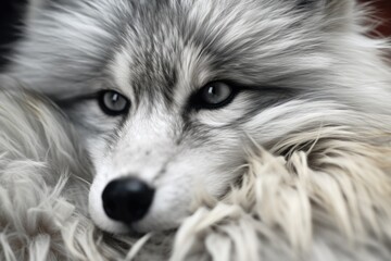 Poster - A close-up photograph of a dog's face, with a blurry background. This image can be used for various purposes