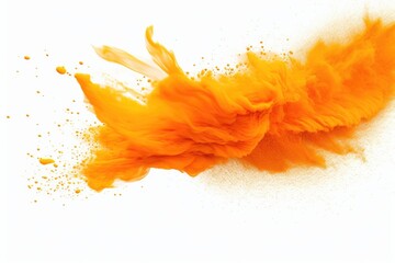 Poster - A detailed close-up of an orange substance on a clean white surface. Perfect for illustrating textures and abstract concepts.