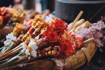 Poster - A bunch of flowers sitting on top of a table. Can be used to add a touch of nature and color to any space