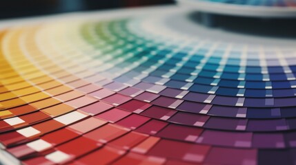 Poster - Close-up view of a pantone wheel displaying a variety of vibrant colors. This image can be used for design inspiration and color selection