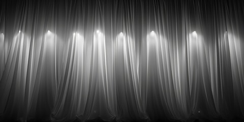 Poster - A black and white photo of a curtain. Can be used as a background or to add a touch of elegance to any design