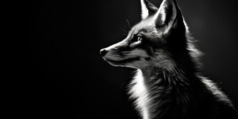 Poster - A monochrome image capturing the essence of a fox. Suitable for various purposes