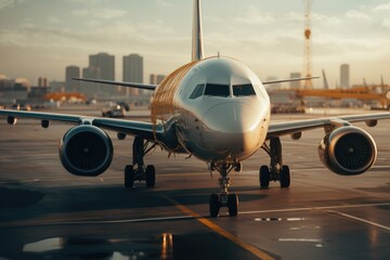 Aufkleber - A large jetliner parked on the airport tarmac. Perfect for travel or aviation-related projects