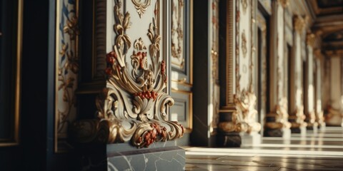 Poster - A room with a marble floor and intricately designed walls. Suitable for luxurious interior design projects or architectural publications