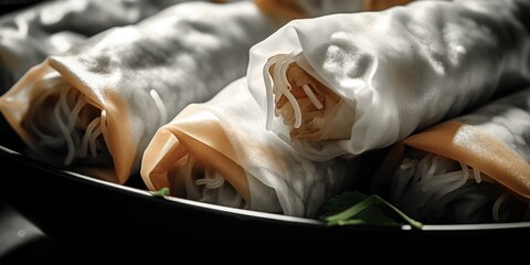Poster - A black bowl filled with rolls covered in a white cloth. Perfect for bakery or food-related designs