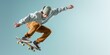 Skateboarder Performing Trick, Action Sports Concept