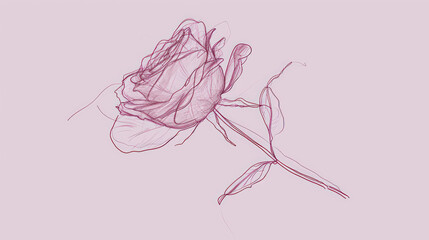 Poster -  a drawing of a flower on a pink background with a black outline of a flower in the center of the image.