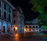 Fototapeta Nowy Jork - View of Panama City Square at night with cones in the streeets