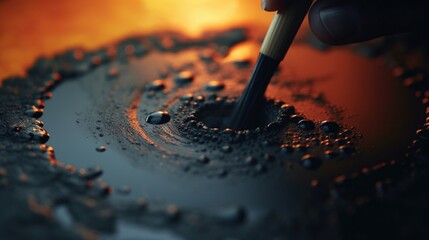 Aufkleber - Close up of a person using a brush to paint a cake. Ideal for baking and decorating projects