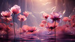 Ethereal Pink Poppies in Water Reflection