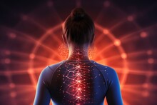 A Woman With Her Back To The Camera Displaying A Mesmerizing Glowing Pattern. This Image Can Be Used For Various Creative Projects
